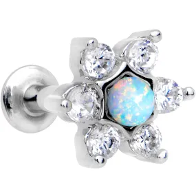 1/4 White Faux Opal Internally Threaded Star Flower Labret Monroe