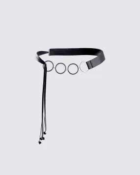 Abeni Black Faux Leather Ring Belt