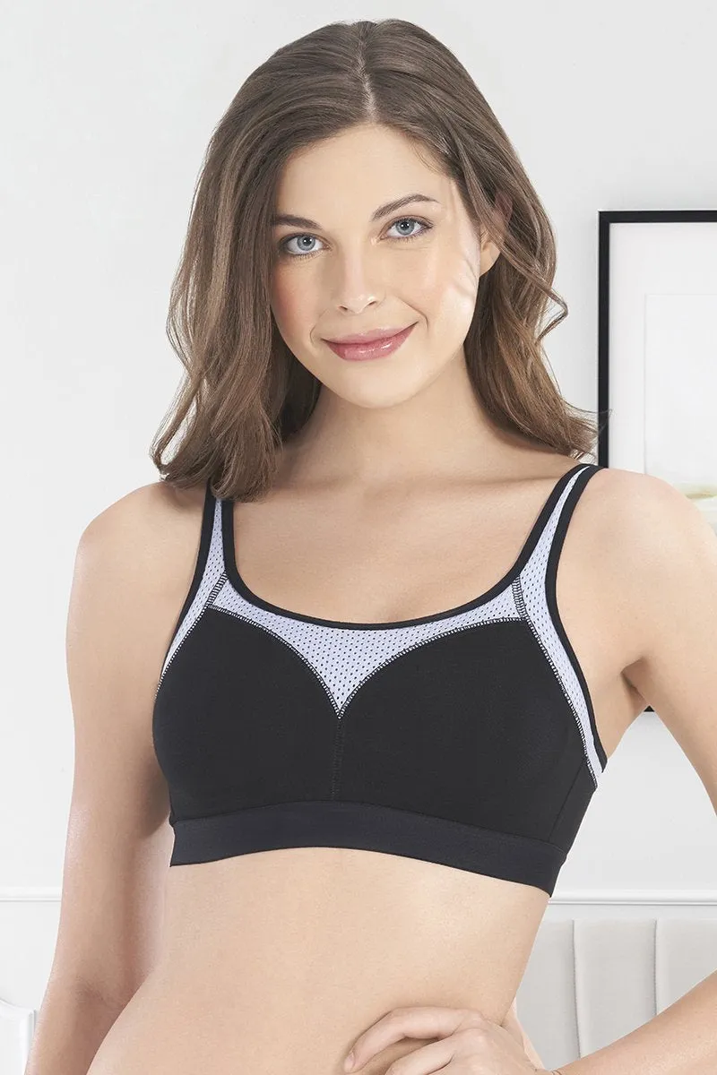 All Day Active Non-Padded Non-Wired Bra - Black With Eventide