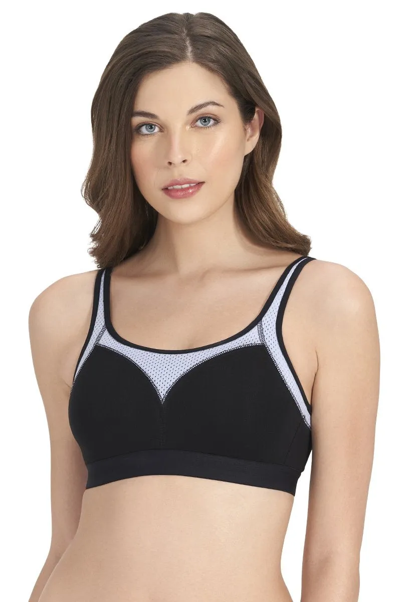 All Day Active Non-Padded Non-Wired Bra - Black With Eventide