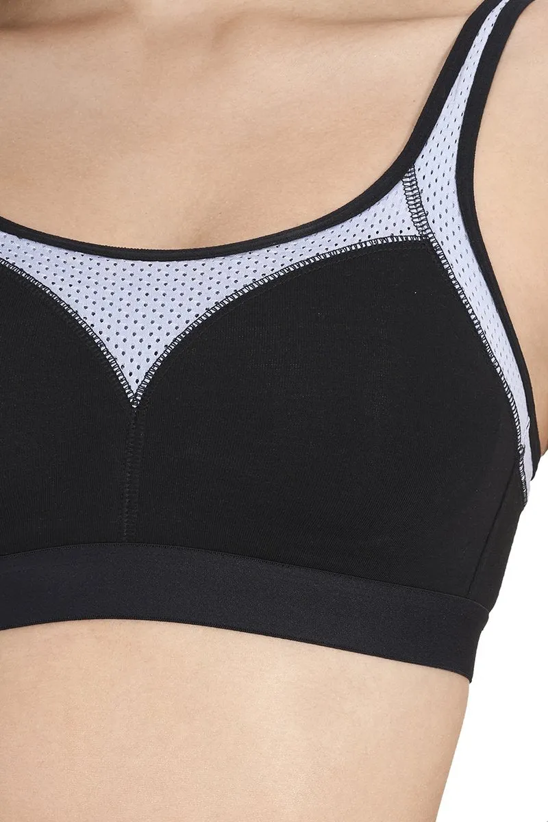 All Day Active Non-Padded Non-Wired Bra - Black With Eventide