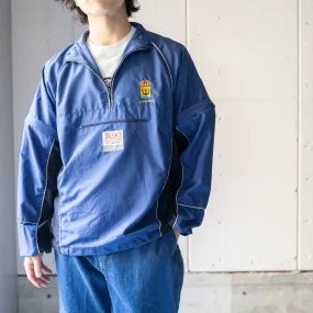 around 1990s Sweden blue × black half zip runners smock -detachable-