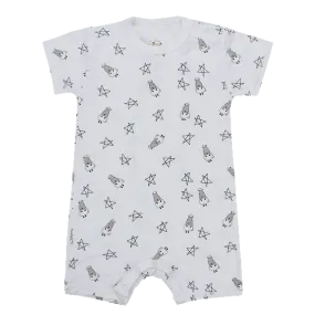 Baa Baa Sheepz Short Sleeve Romper – White Small Star Sheep