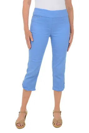 Bali Blue Frayed Hem Denim Capri Pant