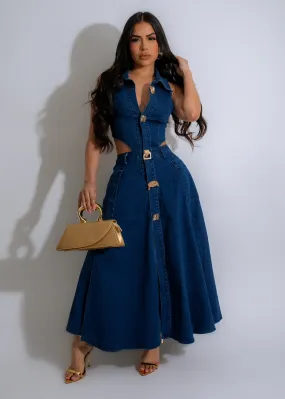 Beauty Queen Midi Dress Dark Denim