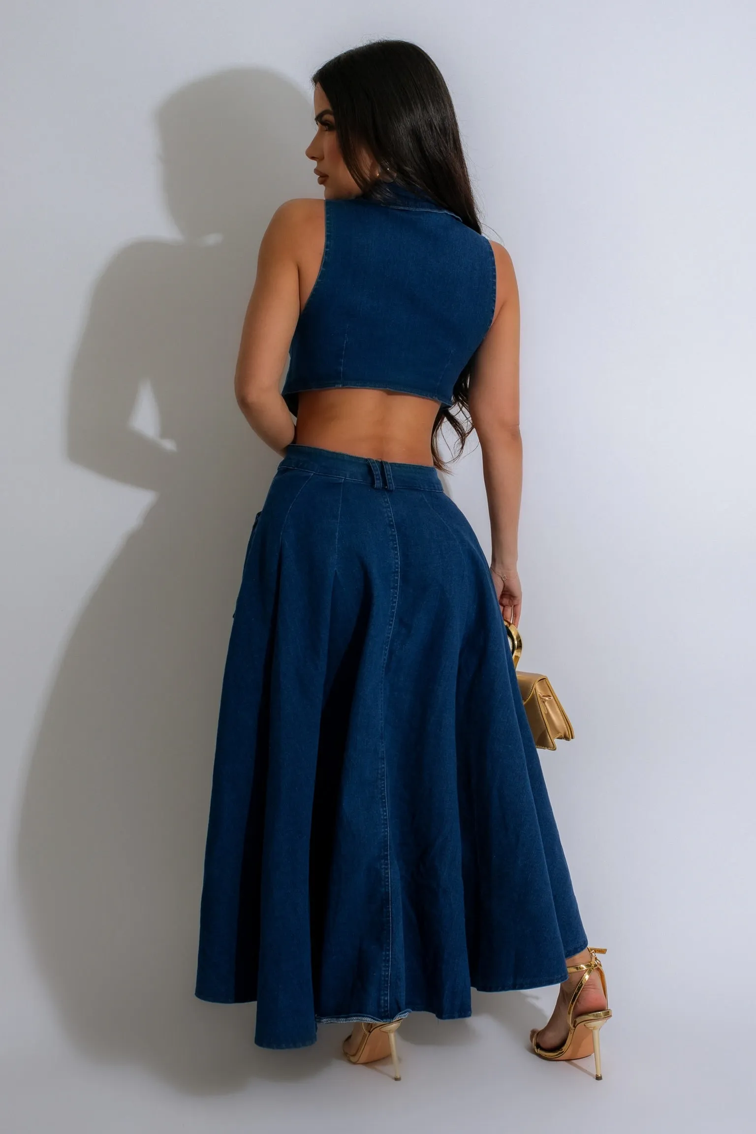 Beauty Queen Midi Dress Dark Denim