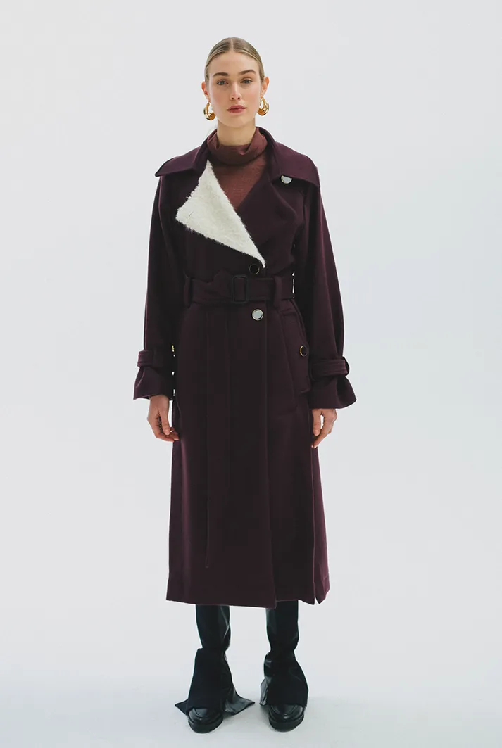 Belted Wool Trench Coat