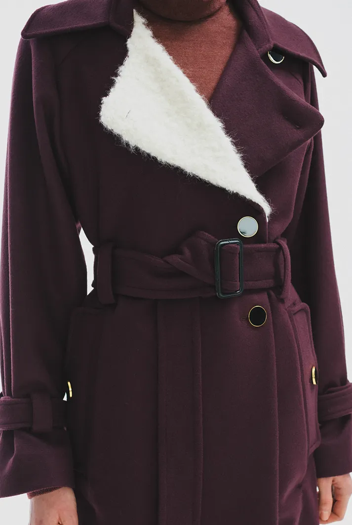 Belted Wool Trench Coat