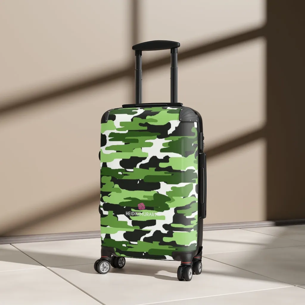 Best Green Camo Cabin Suitcase, Carry On Luggage With 2 Inner Pockets & Built in TSA-approved  Lock With 360° Swivel