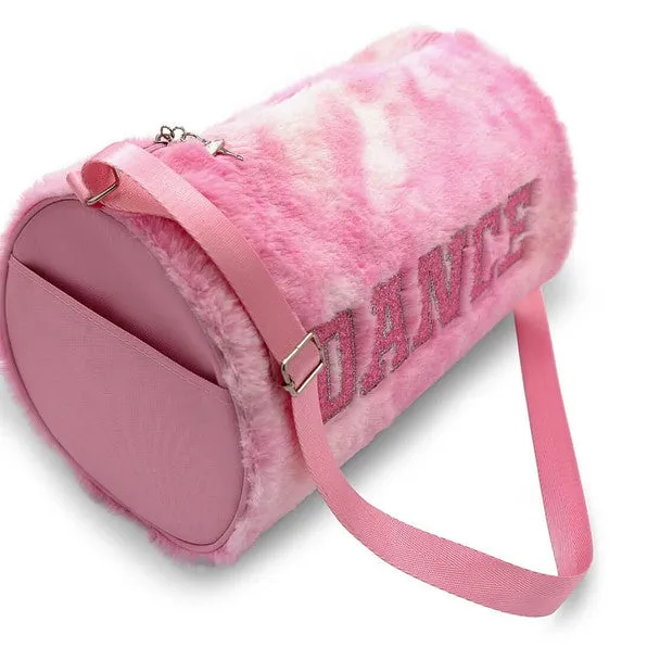 Capezio Plush Pink Faux  Fur Dance Duffle Barrel Bag B286