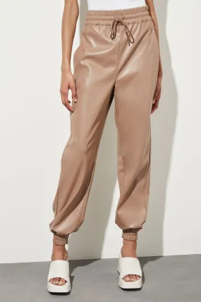 Faux Leather Joggers