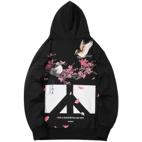 Floral Bird Print Hoodie