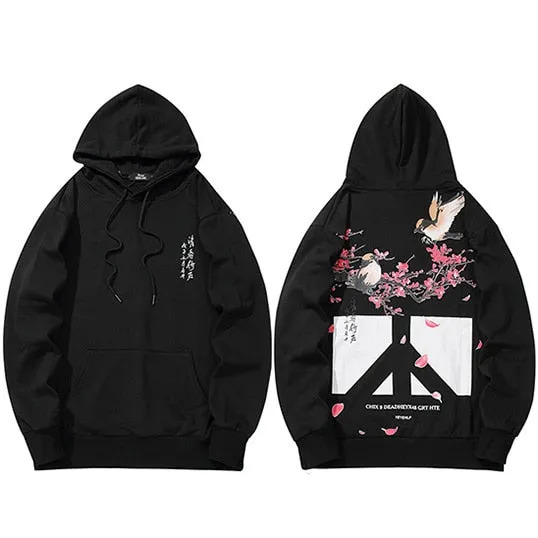 Floral Bird Print Hoodie