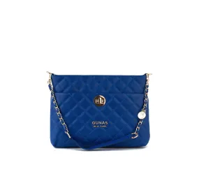 Gunas New York Koi Blue Quilted Vegan Leather Shoulder Bag Purse