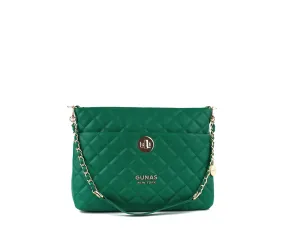 Gunas New York Koi Green Quilted Vegan Leather Shoulder Bag