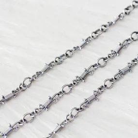 Handmade Wire Wrapped Silver Links Chain, Sterling Silver