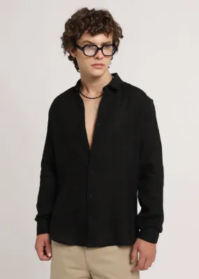 Heather Black Linen Shirt