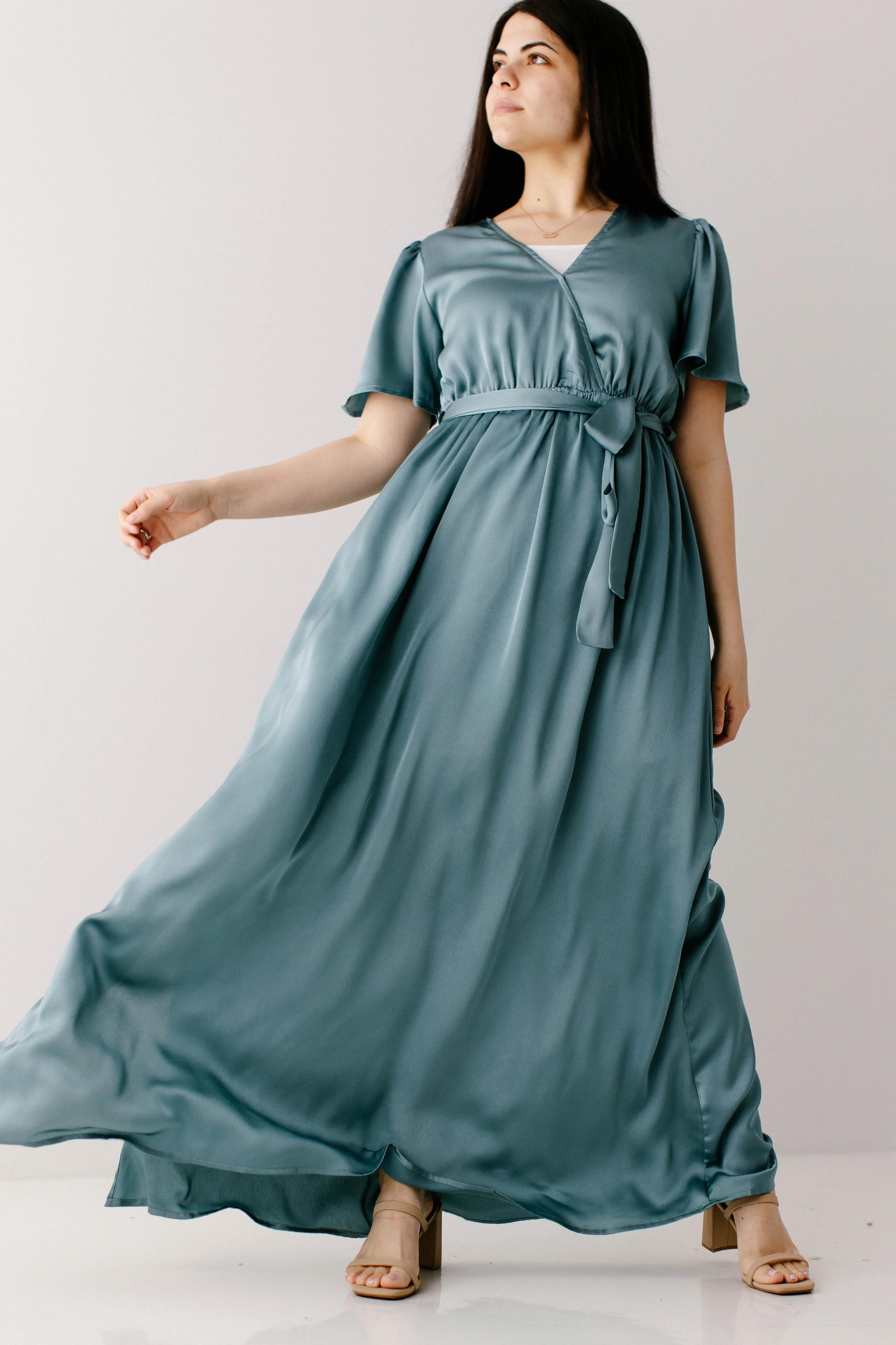 'Juliet' Satin Surplice Maxi Dress FINAL SALE