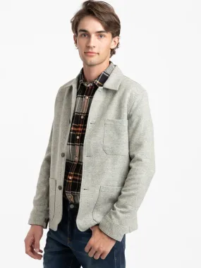 Light Grey Labura Herringbone Wool Tweed Overshirt