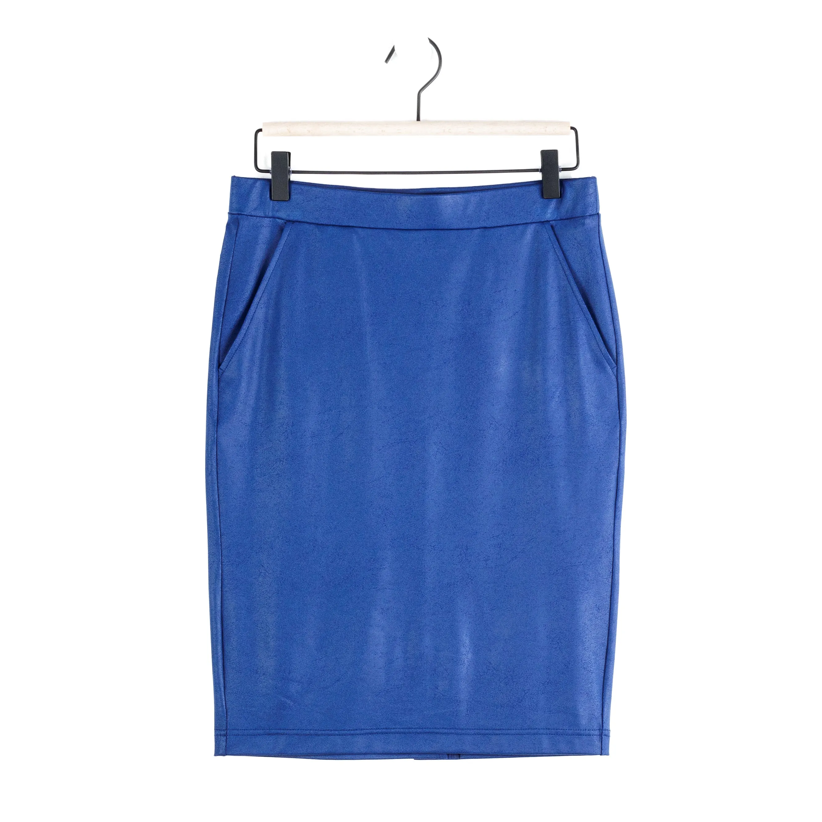 Liquid Leather™ Back Slit Pencil Skirt - Cobalt