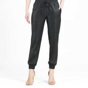 Liquid Leather™ Drawstring Jogger Pant - Black