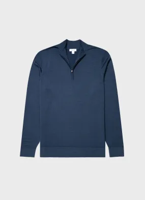 Men's Extra-Fine Merino Zip Neck in Slate Blue