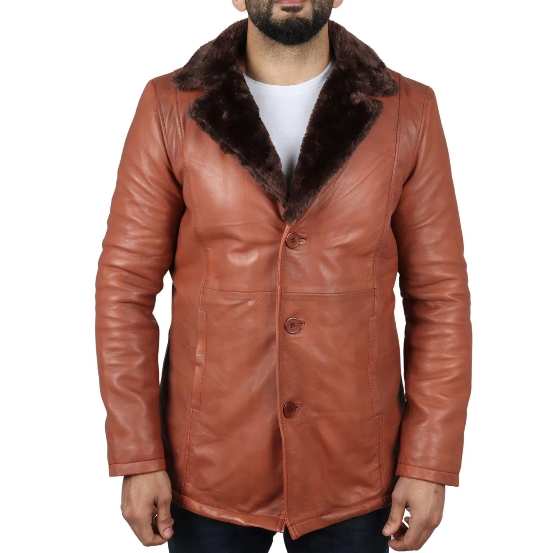 Men's Fur Lining Blazer Coat Jacket Real Leather