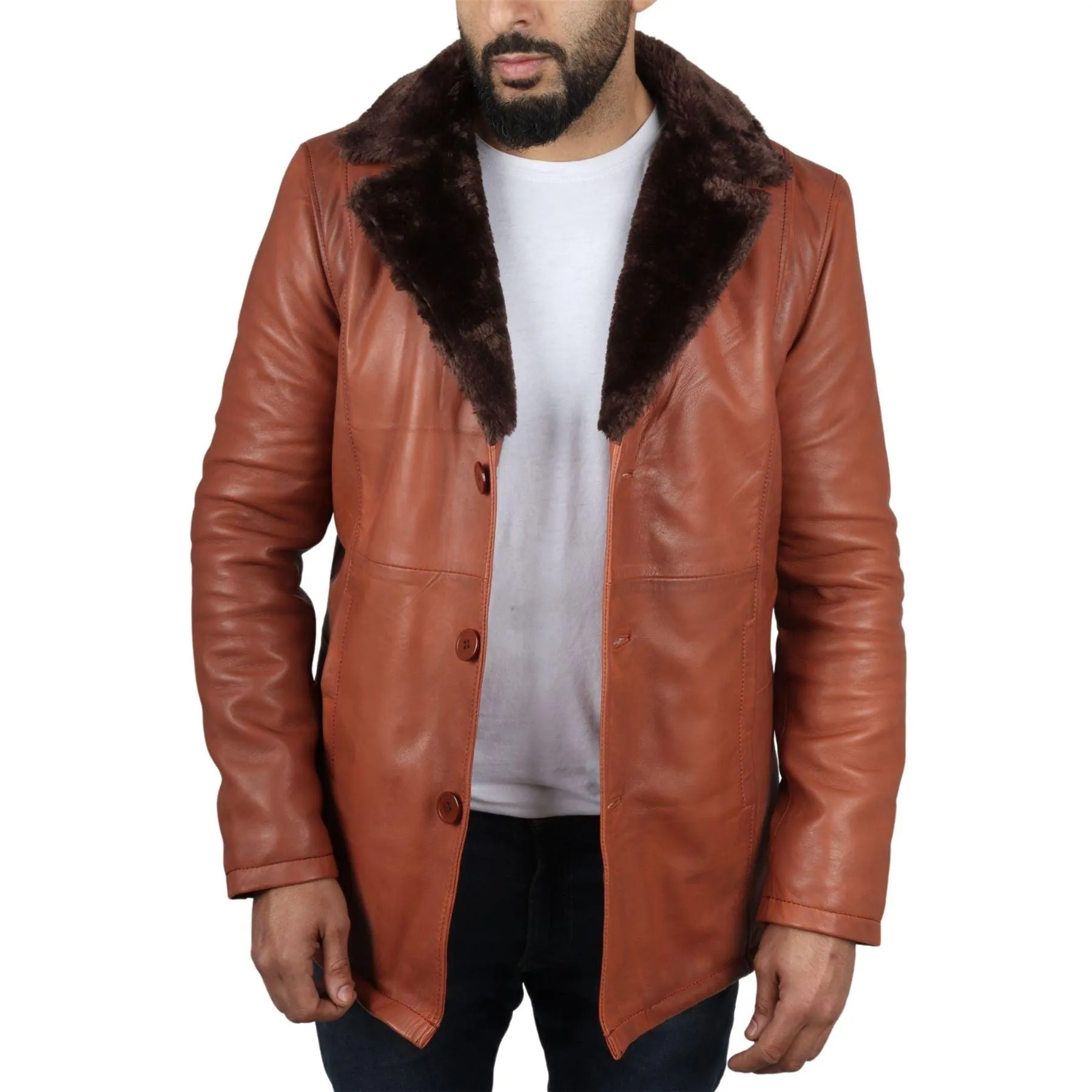 Men's Fur Lining Blazer Coat Jacket Real Leather