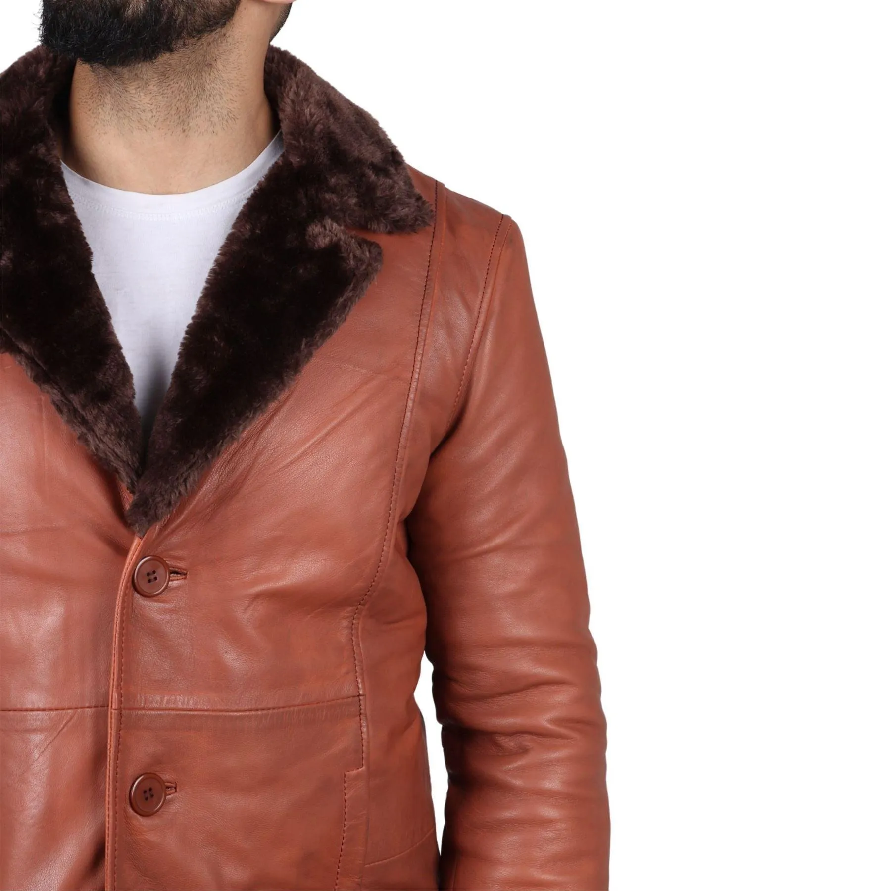 Men's Fur Lining Blazer Coat Jacket Real Leather