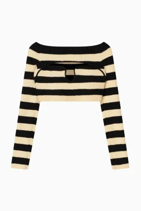 Nanushka Marnin Striped Terry Knit Top - Creme/ Off Black