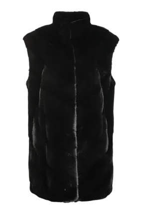 Plus Size V-Cut Hem Mink Fur Vest