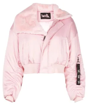 SIGNATURE EYES CROPPED BOMBER PINK